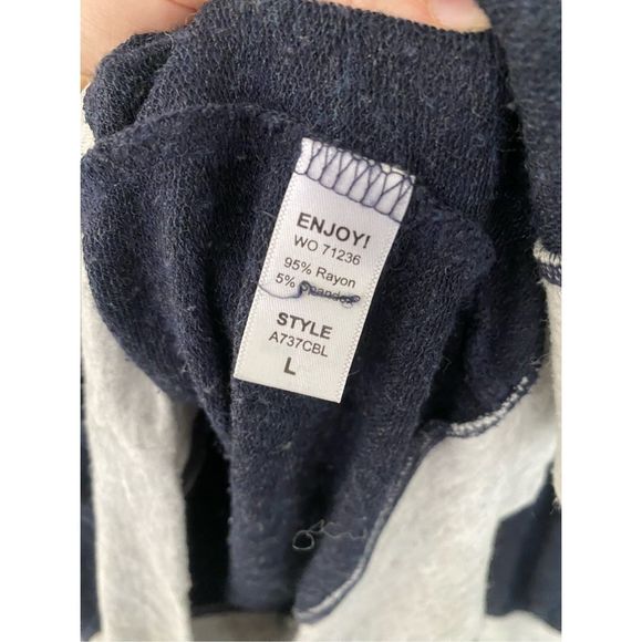 Michael Stars Gathered Sleeve Sweatshirt Navy Gray Comfy Lounge Top Size Large - Picture 6 of 14